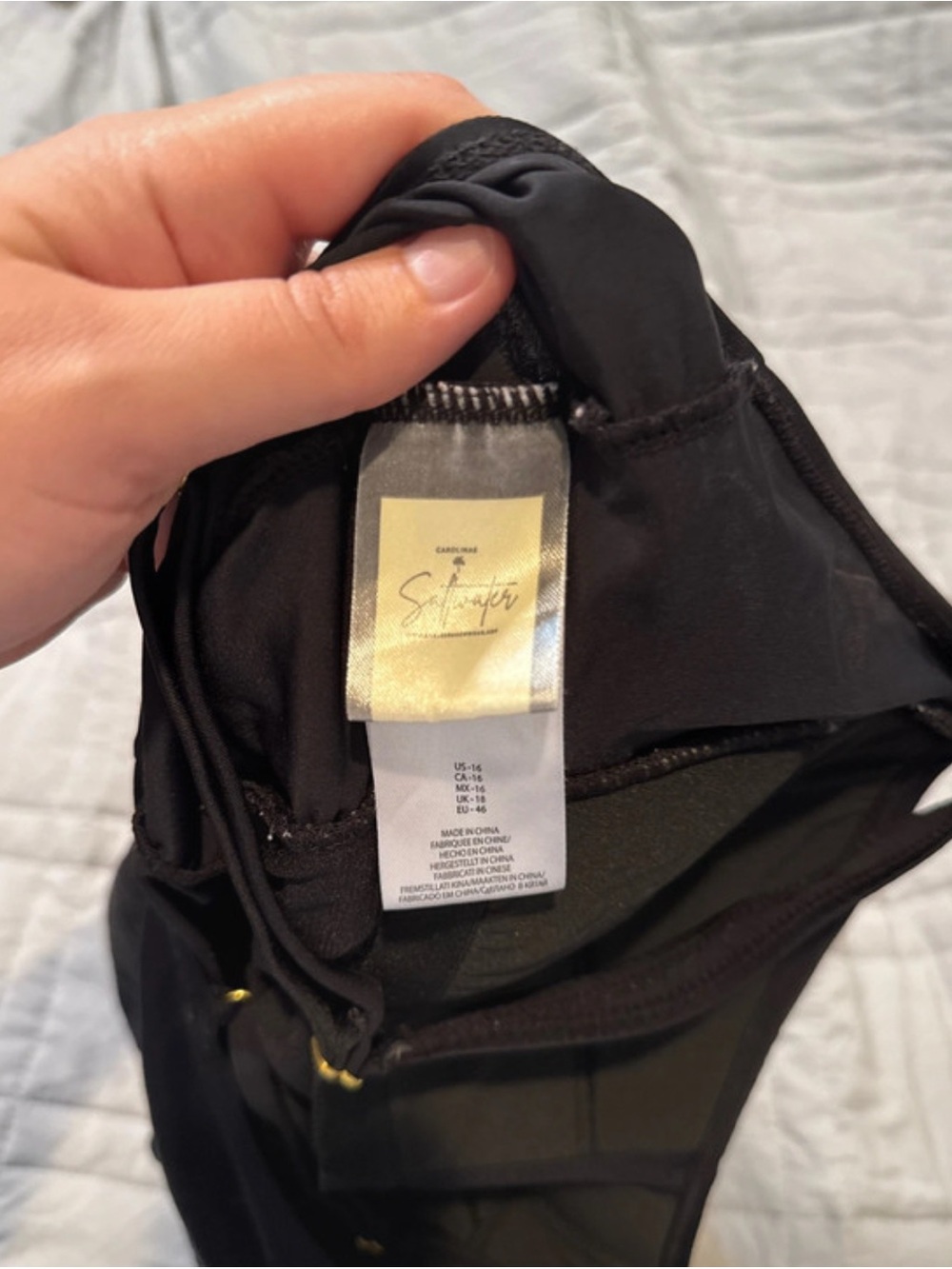 Shade & Shore Black One-Piece Swimsuit with Gold Accent - Picture 3 of 3